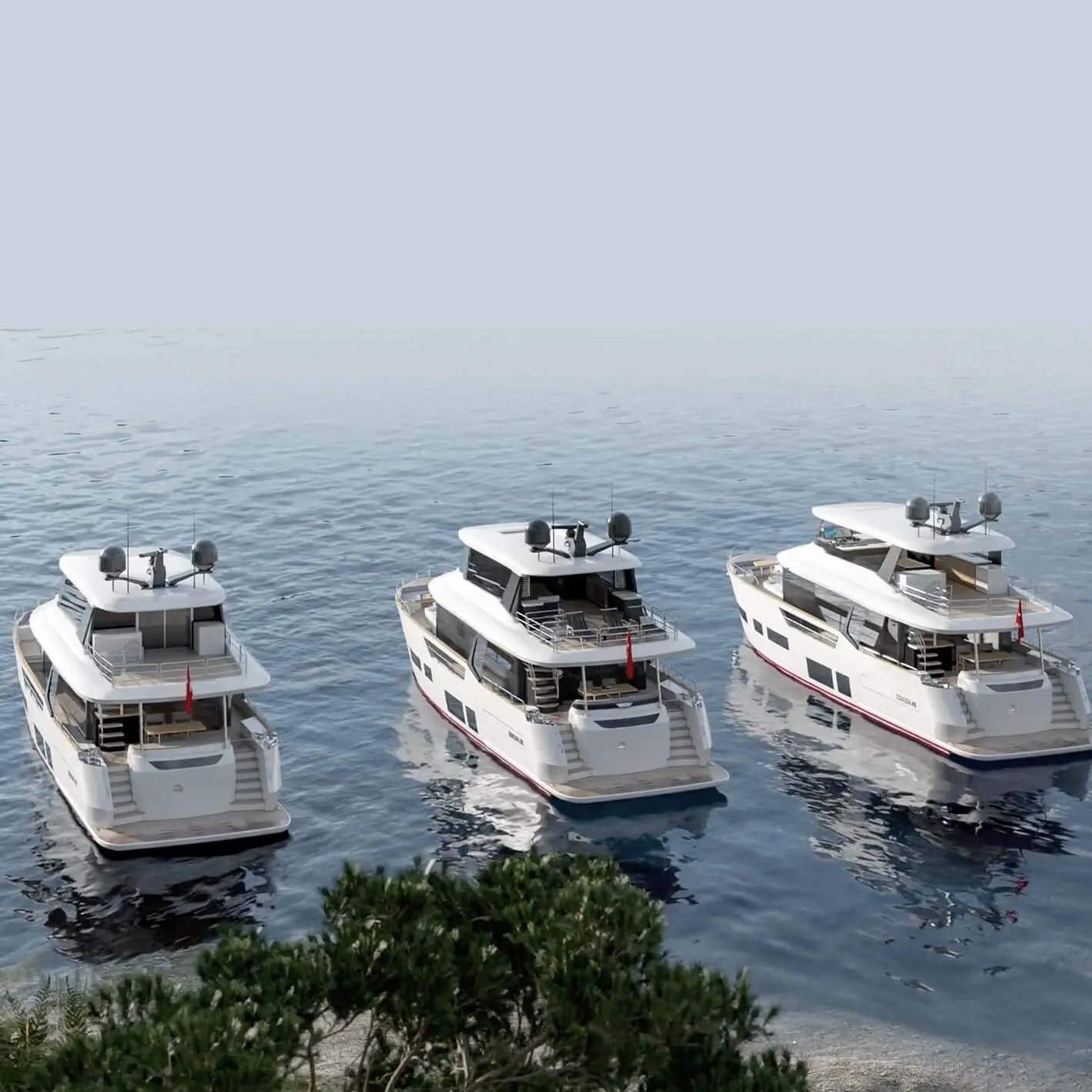 Three Sirena 78 yachts cruising side by side
