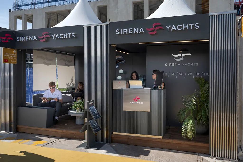 Sirena Yachts stand at the Cannes Yachting Festival