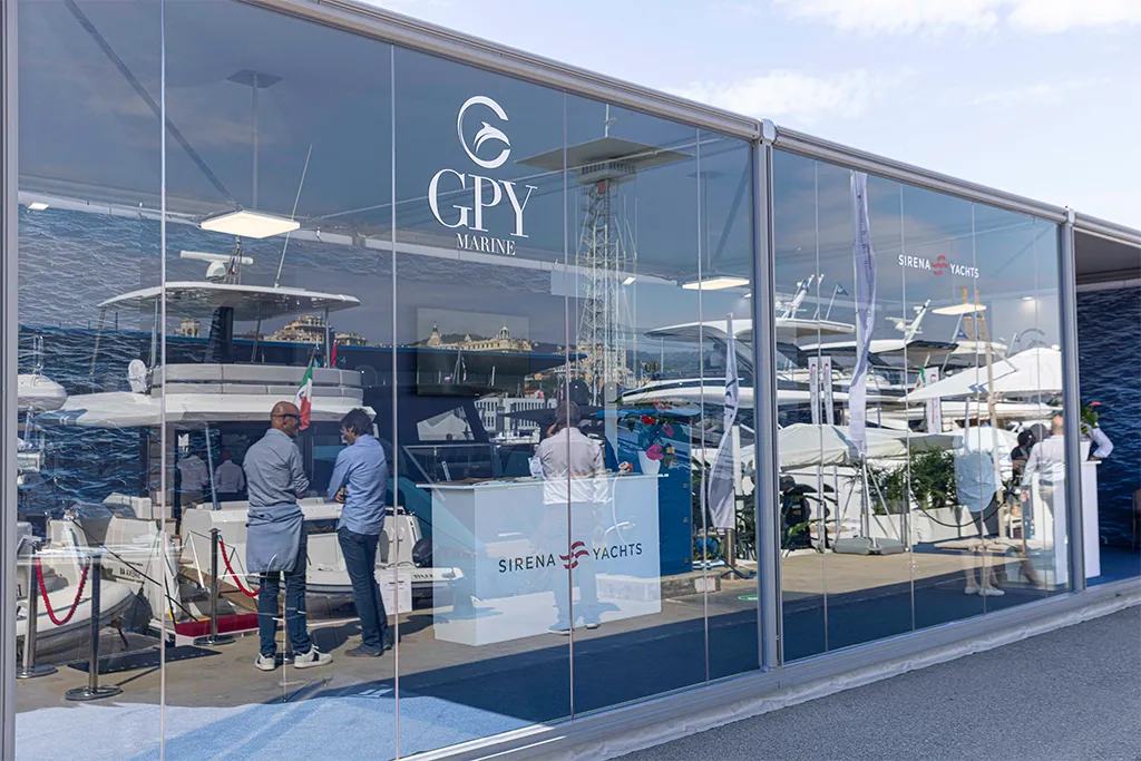 GPY Marine and Sirena Yachts pavilion at the Genoa Boat Show