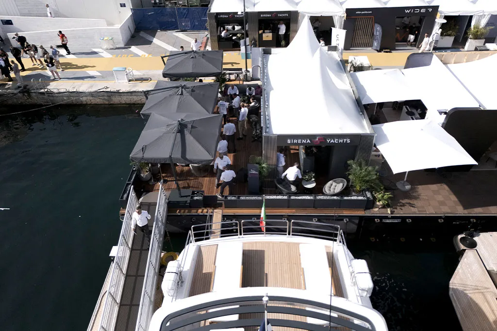 Sirena yachts moored at the Cannes Yachting Festival
