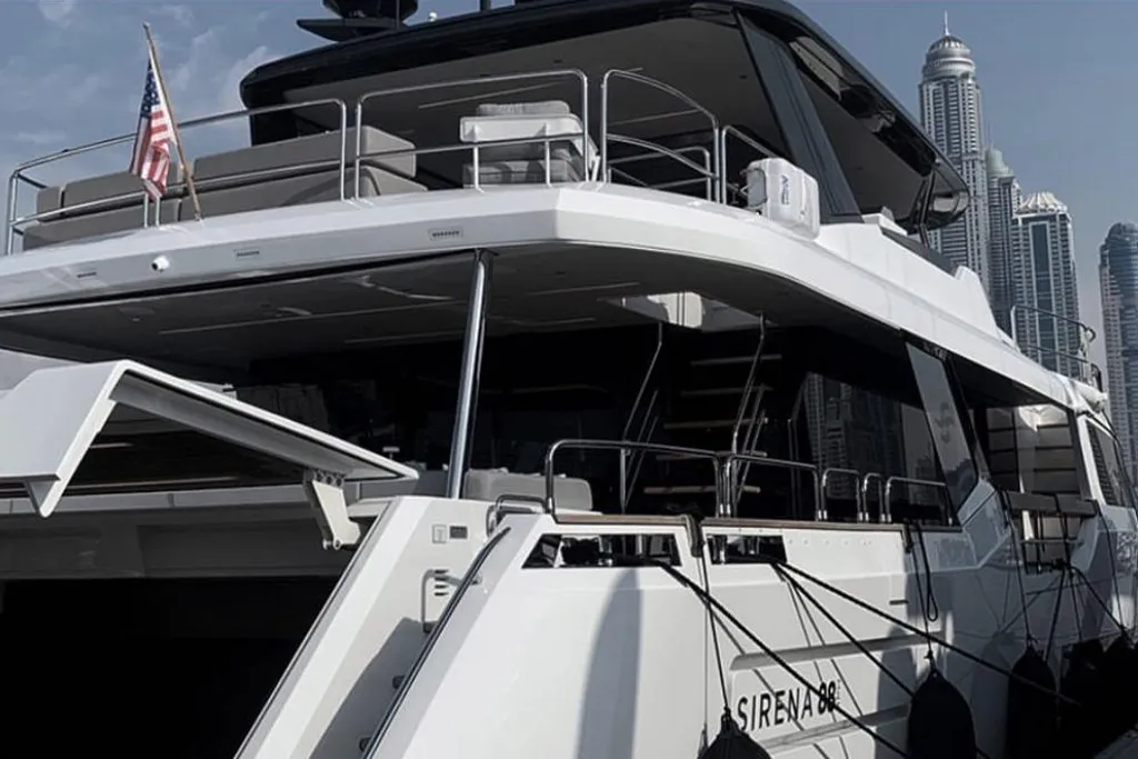 Sirena yacht moored at the Dubai International Boat Show