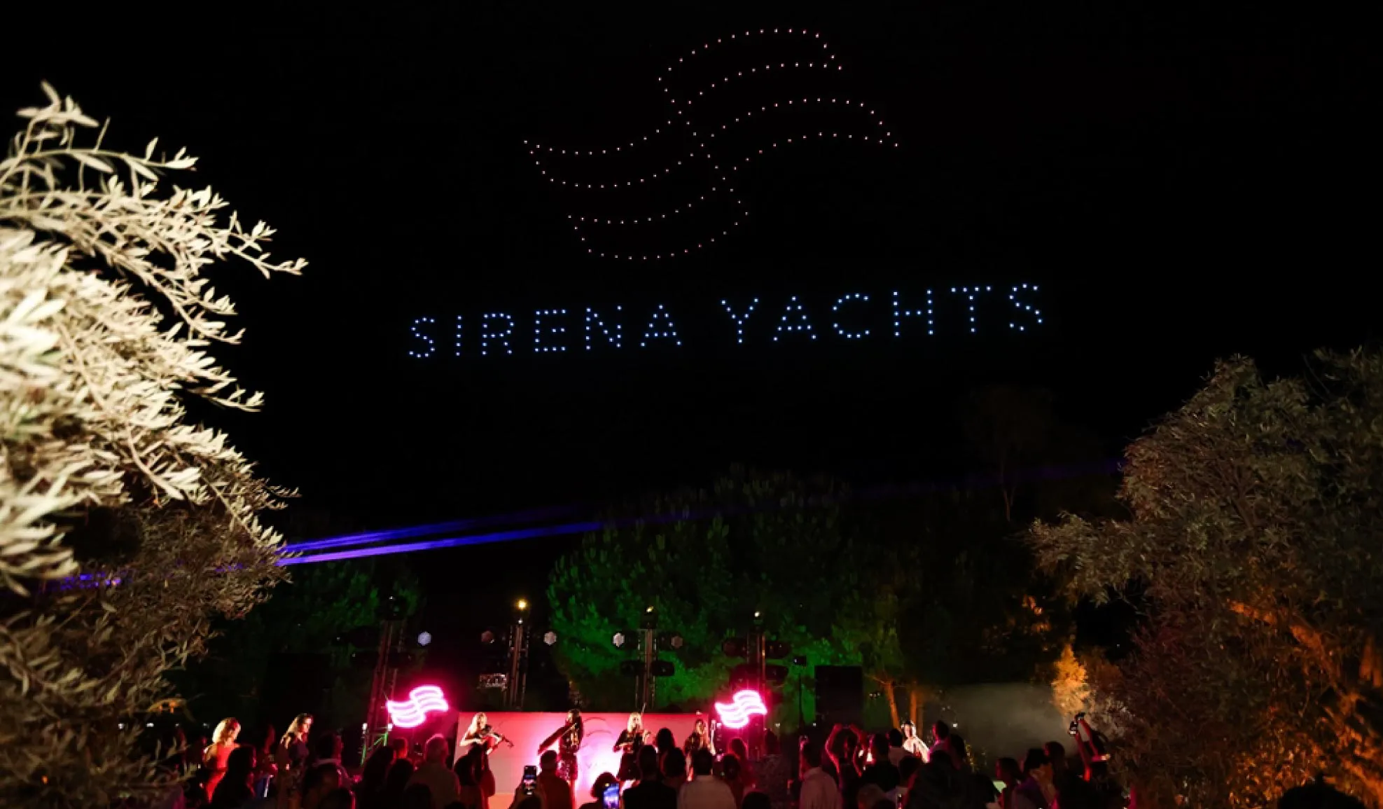 Celebration of innovation and yachting lifestyle at Sirena Marine’s Summer Party with drone visuals lighting up the sky