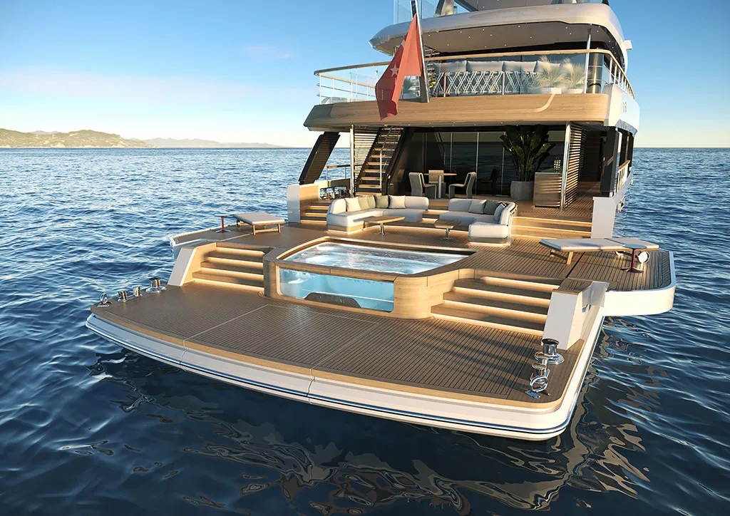 Sirena Superyachts 42M aft deck and beach club